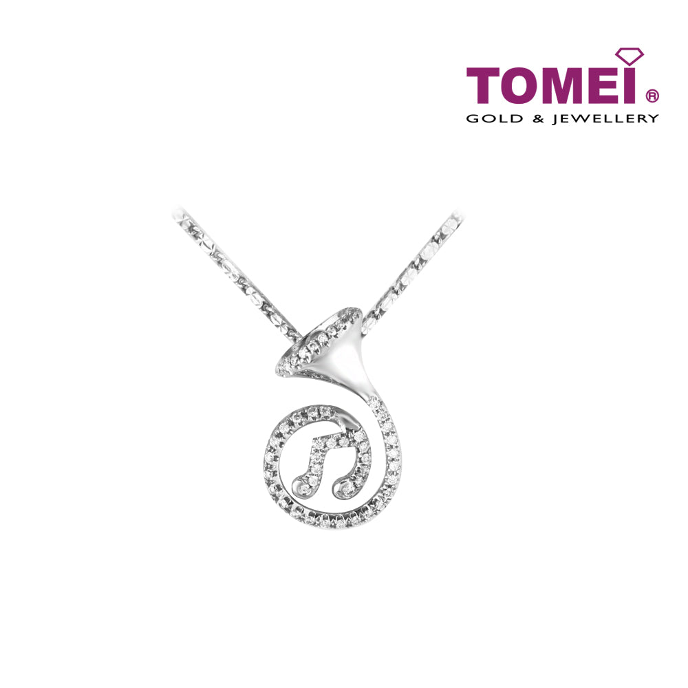 TOMEI Sing Out Loud Diamond Pendant Set, White Gold 375