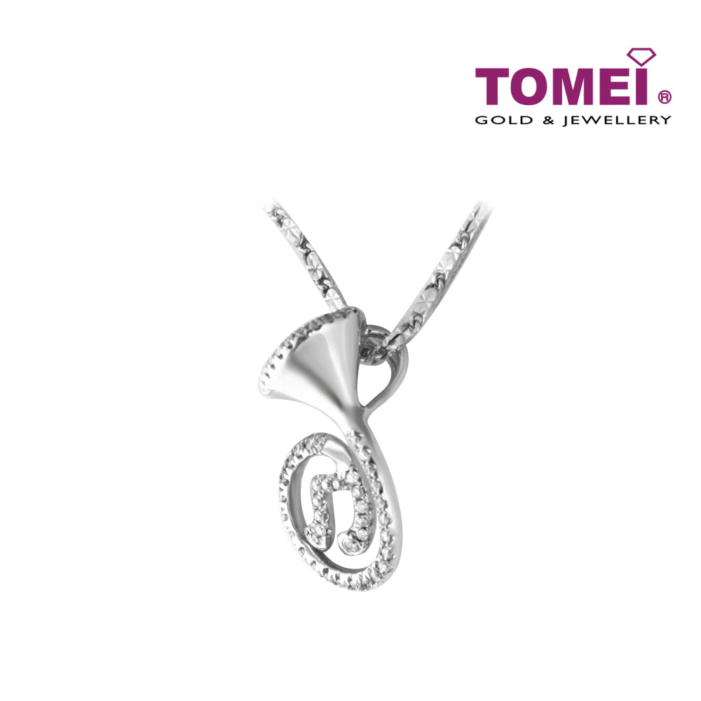 TOMEI Sing Out Loud Diamond Pendant Set, White Gold 375
