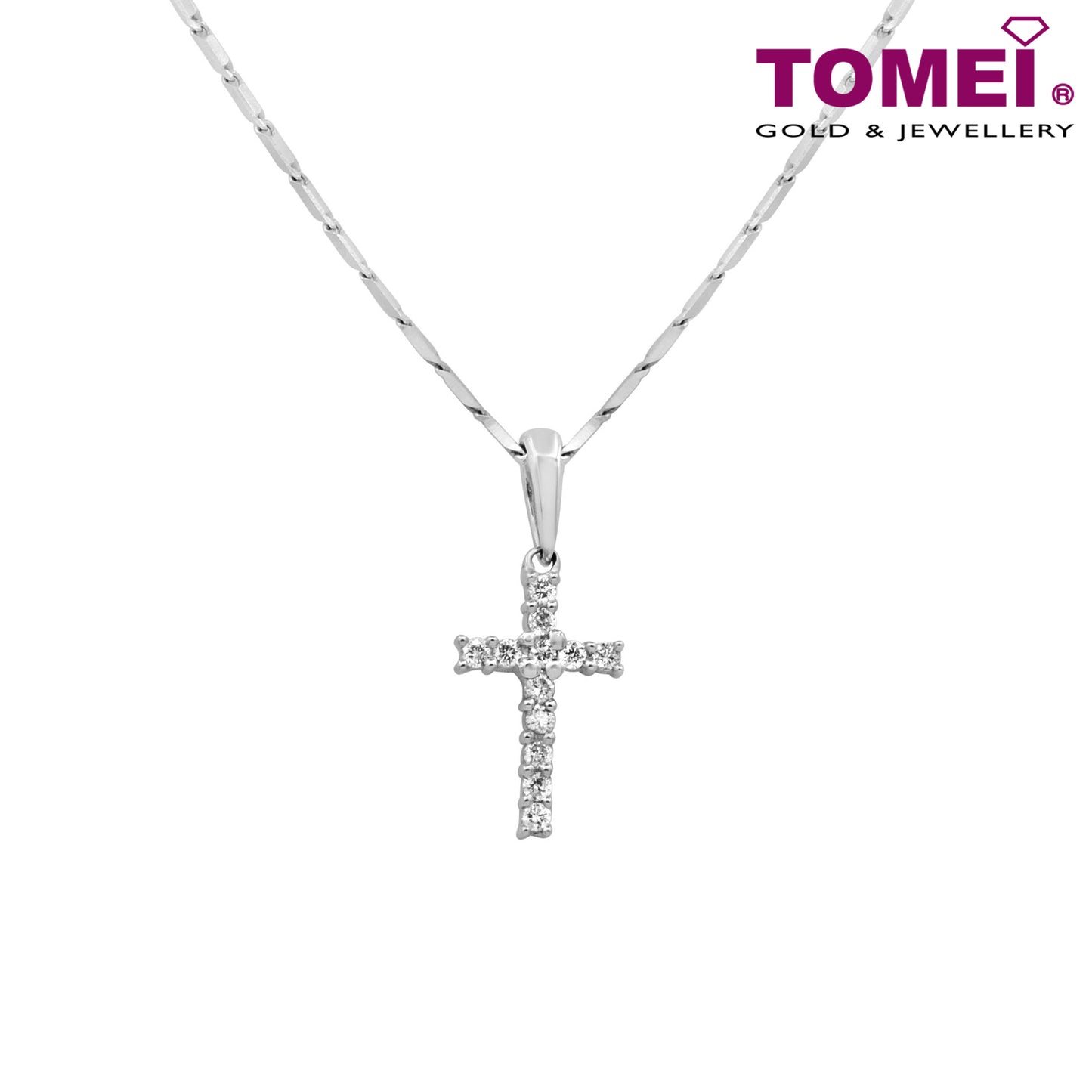 TOMEI Light of Faith Pendant Set, White Gold 585