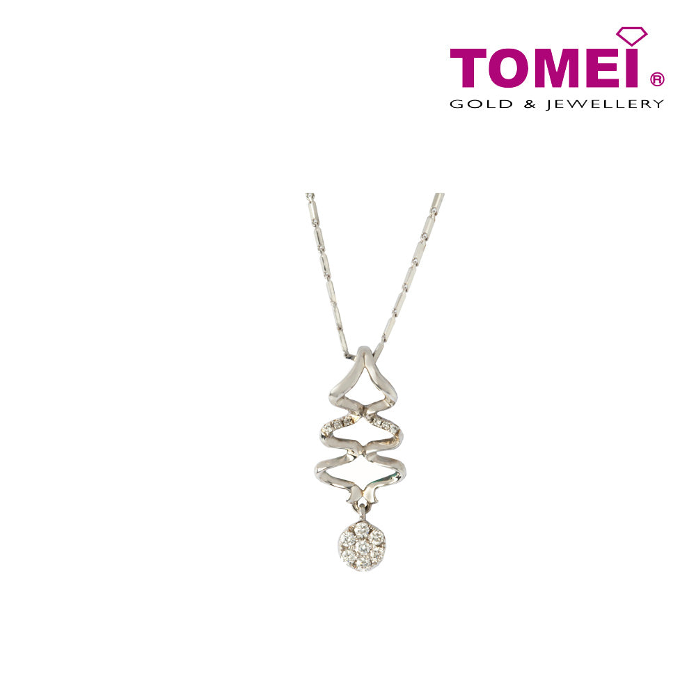 Diamond Necklace of Diamante Floral with Swirling Sensuality | Tomei White Gold 375 (9K) (P4545)