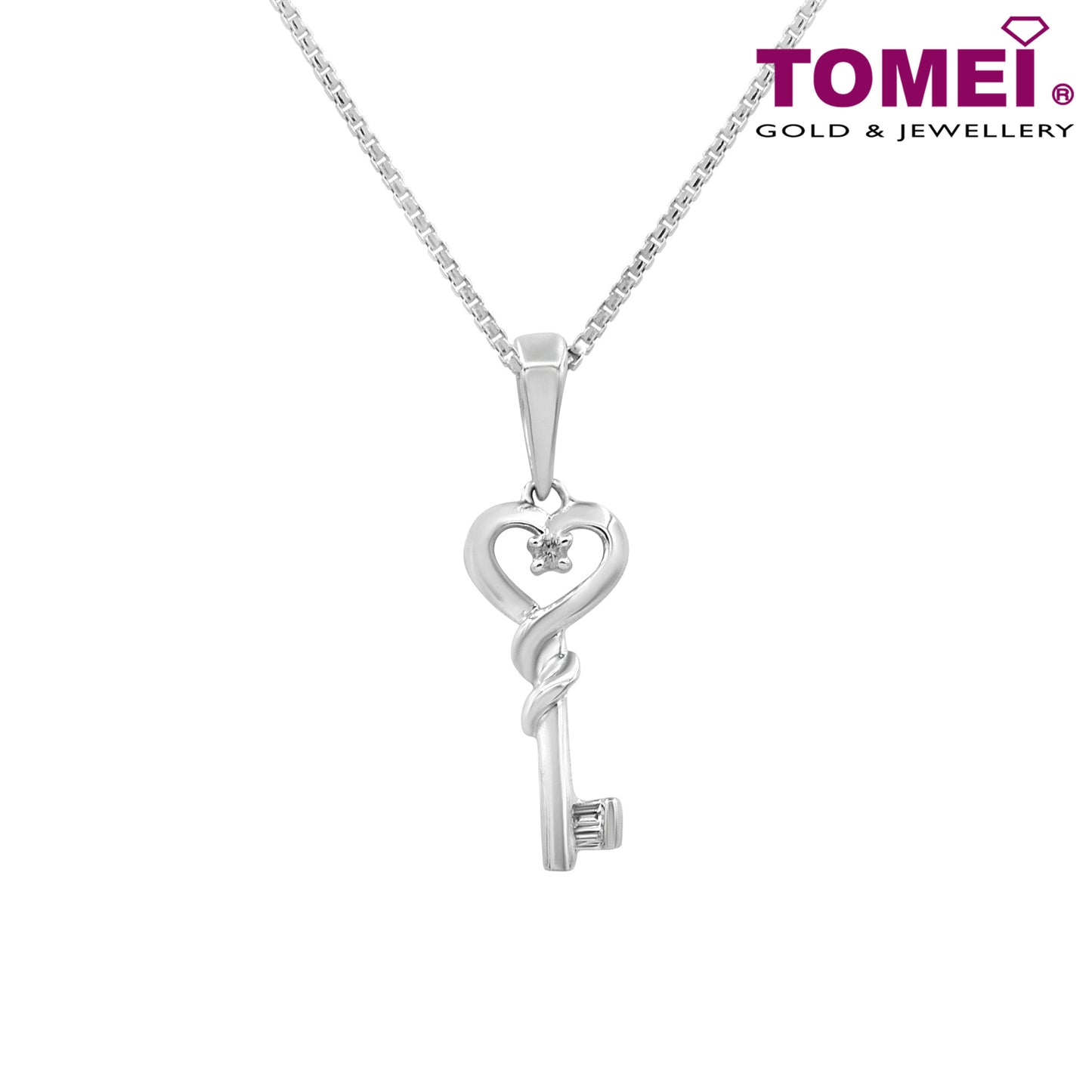 TOMEI Key to My Heart Diamond Pendant Set | White Gold 585