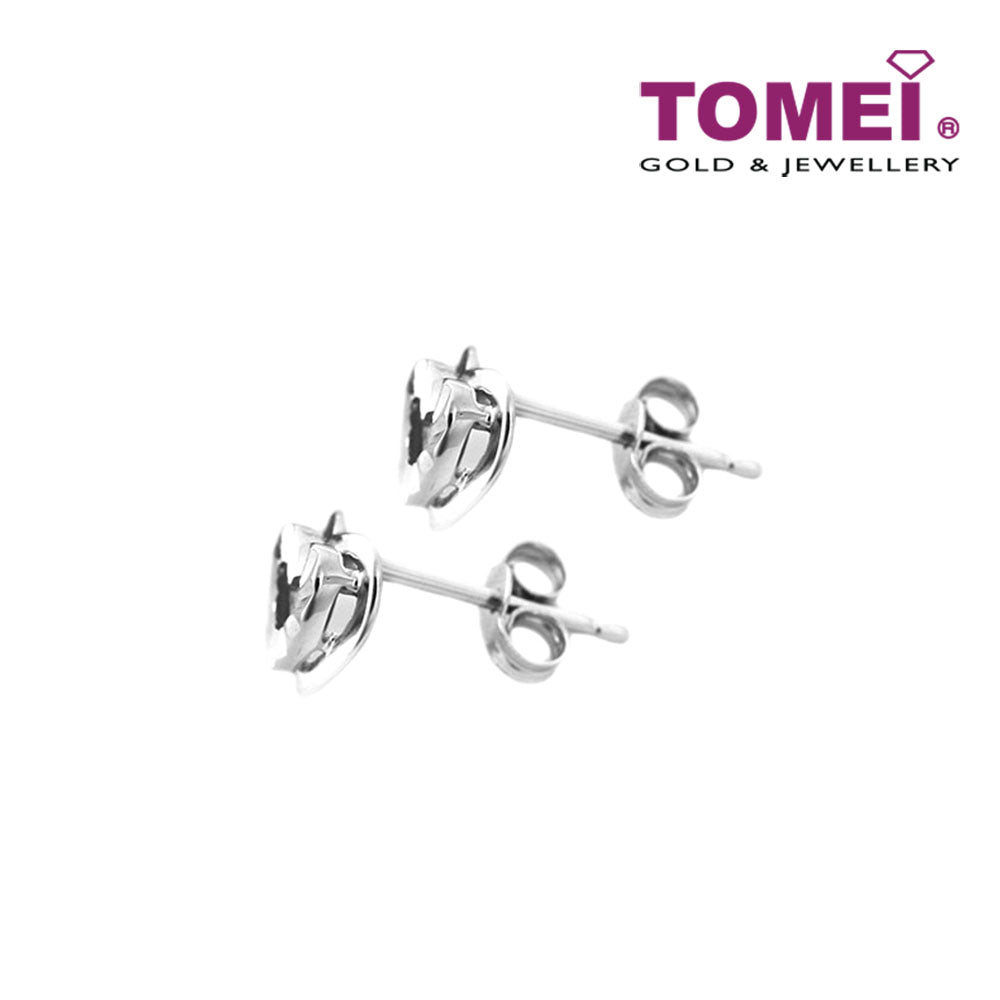 TOMEI Lovingly Luminous Hearts Duo Earrings, White Gold 585 (E2023)