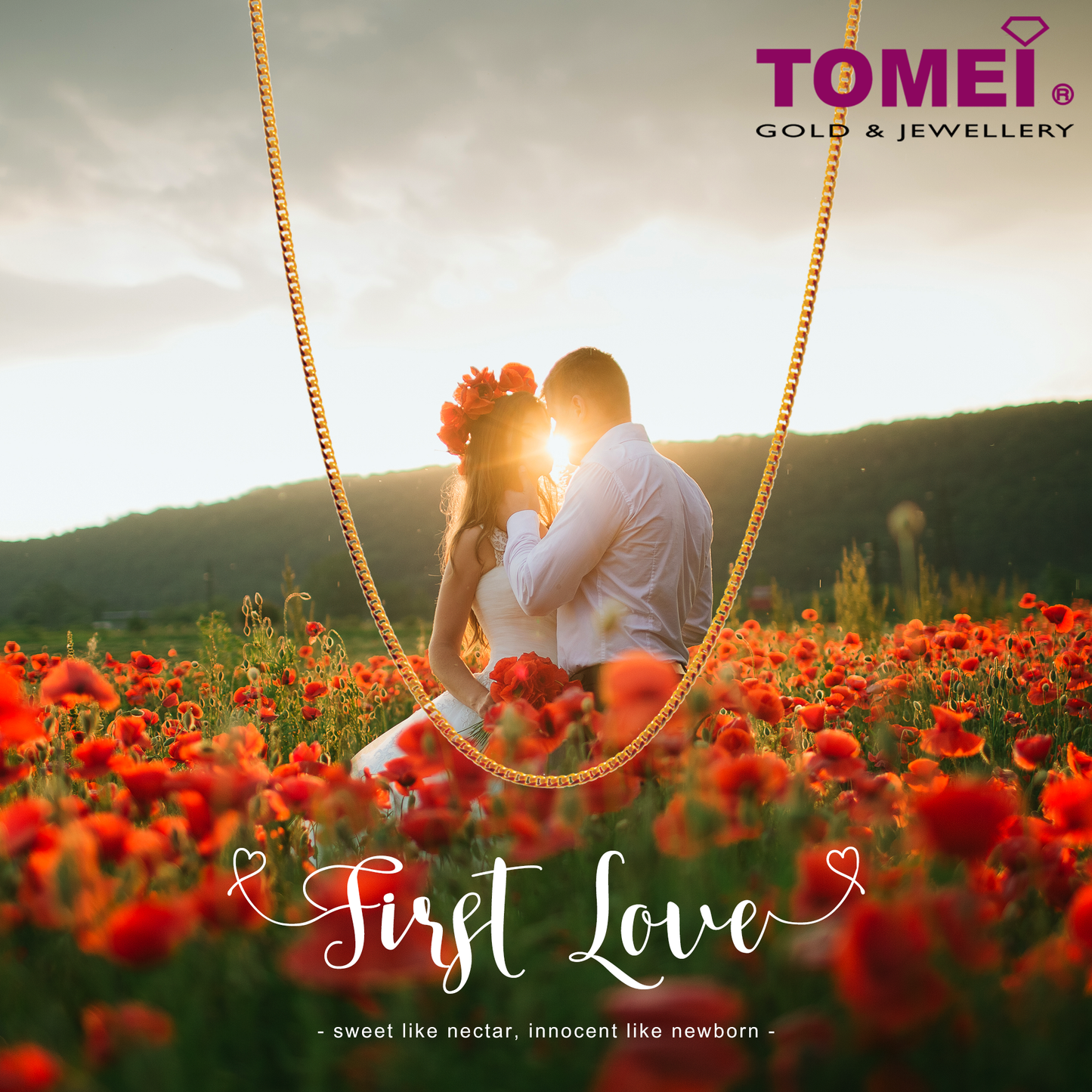 TOMEI First Love Chain, Yellow Gold 916