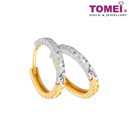 TOMEI Dual-Tone Hoop Earrings, Yellow Gold 916 (9Q-ER1435-D02-2C)