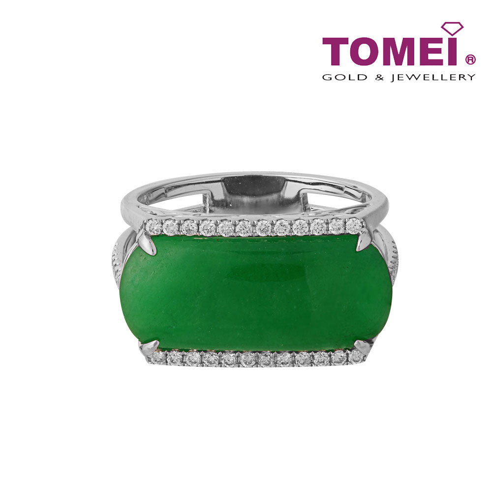 TOMEI Ma An Jade Diamond Ring, White Gold 750 (BR00563)
