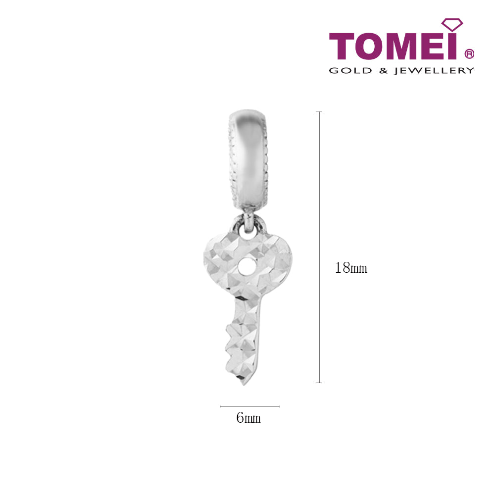 TOMEI Minimalist Key Charm, White Gold 585