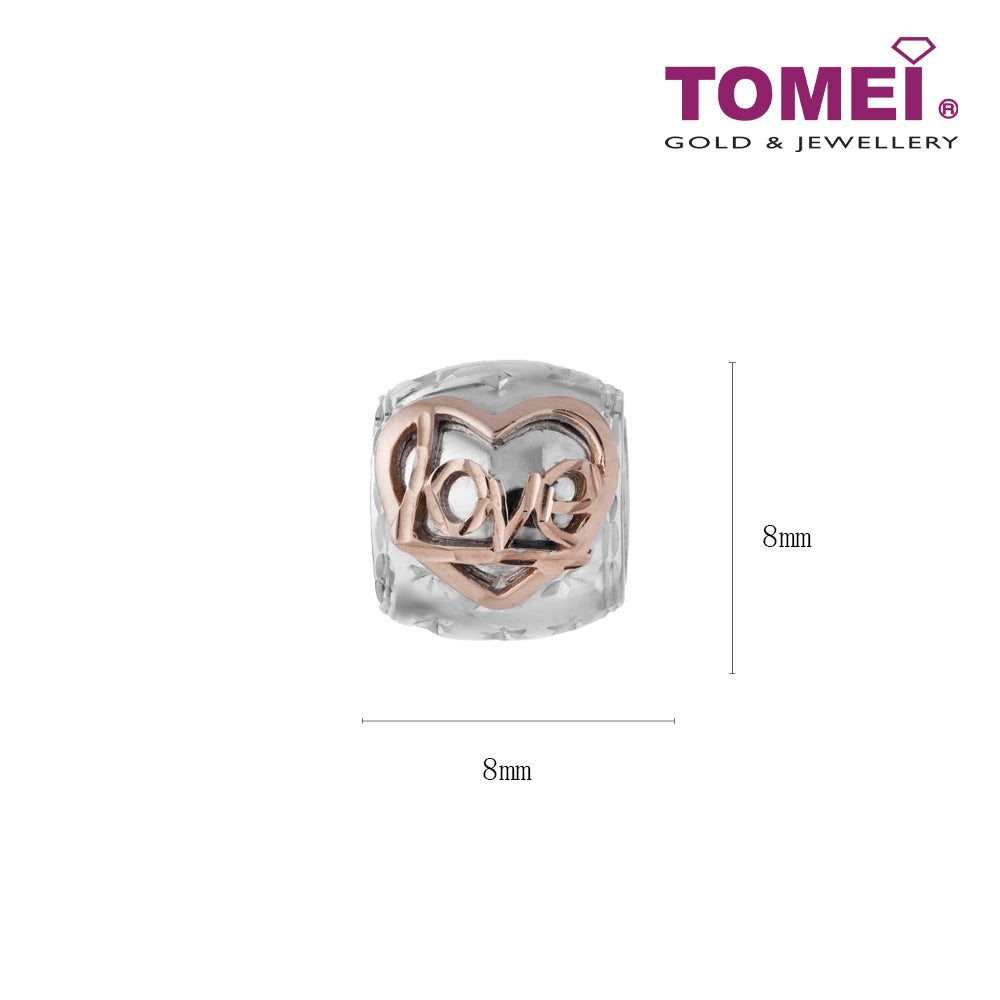 TOMEI Heart to Love Charm, White+Rose Gold 585
