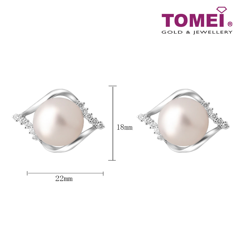 TOMEI Pearl Diamond Earrings, White Gold 750 (E611)