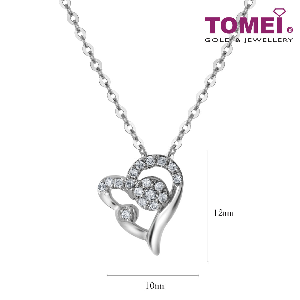 TOMEI Heart Diamond Pendant Set, White Gold 375 & 585 (P4936)