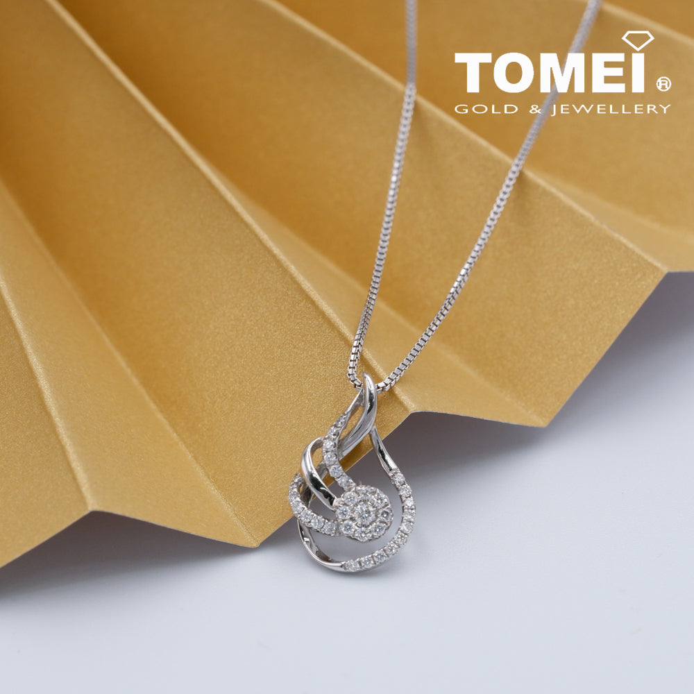 TOMEI Diamond Pendant Set, White Gold 375 & 585 (P4409)