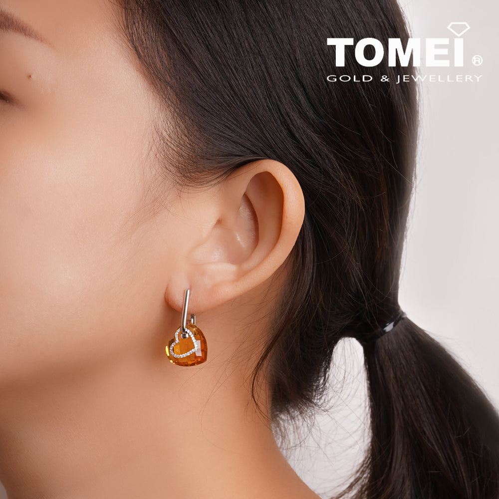 TOMEI Citrine Diamond Earrings, White Gold 750 (E5608CT)