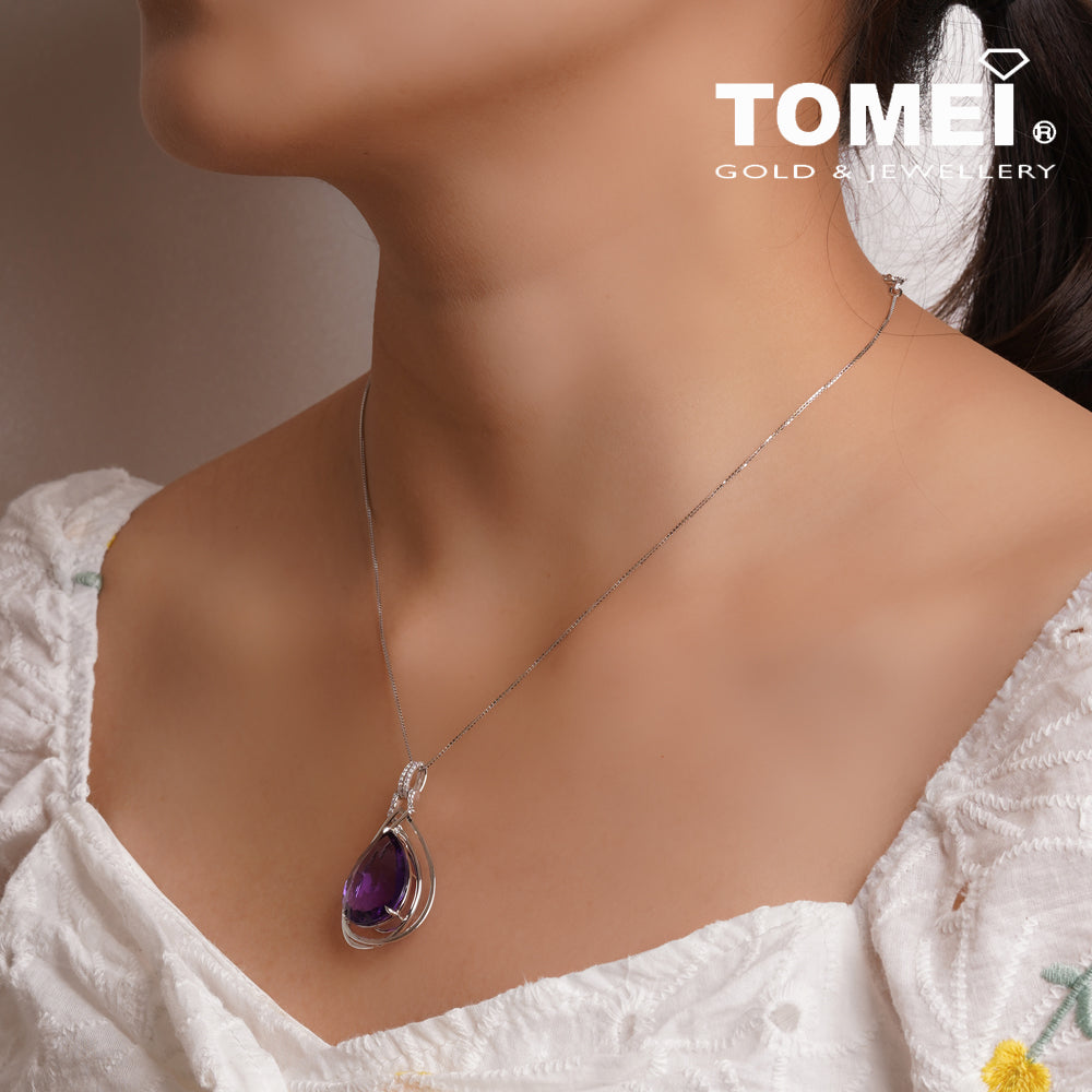 TOMEI Amethyst Diamond Pendant, White Gold 750 (P9419AM1)