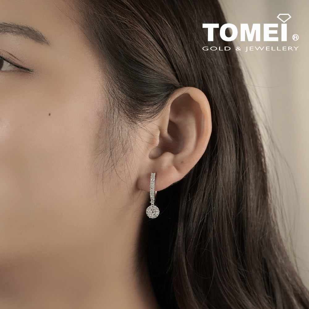 TOMEI Diamond Loop Earrings, White Gold 750 (E1068)