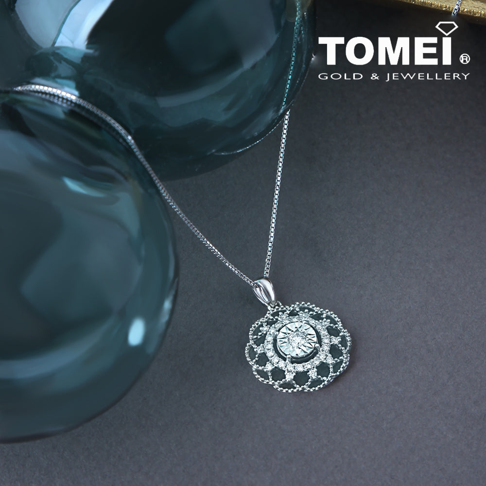 TOMEI Koleksi Endora Diamond Pendant, White Gold 750