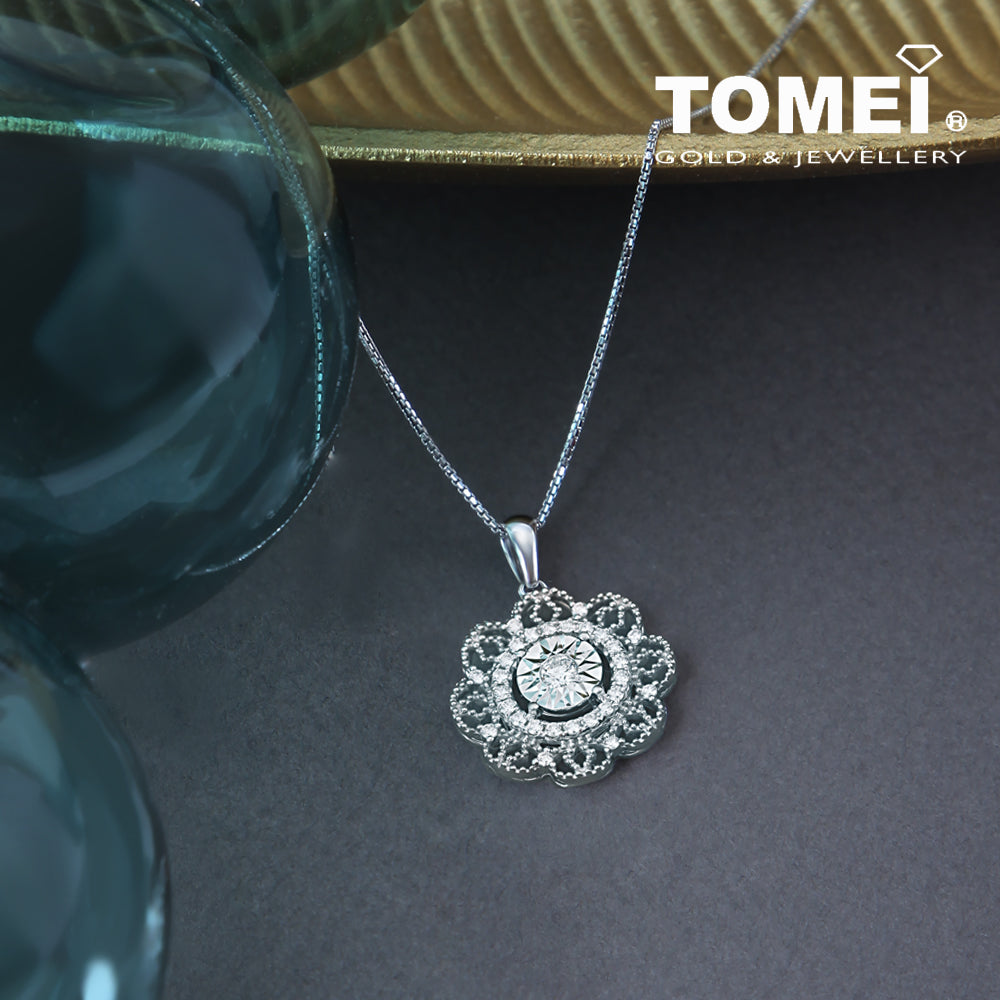 TOMEI Koleksi Endora Diamond Pendant, White Gold 750