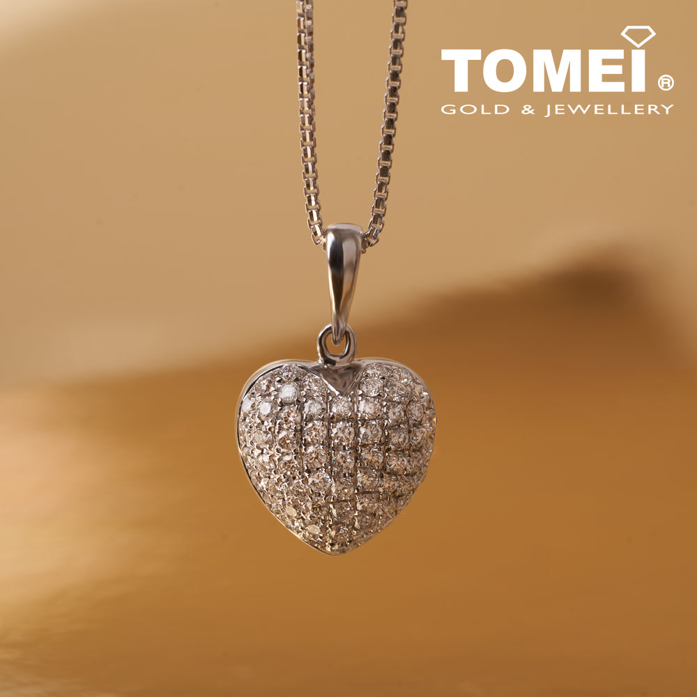 TOMEI Purely Heart Diamond Pendant, White Gold 750