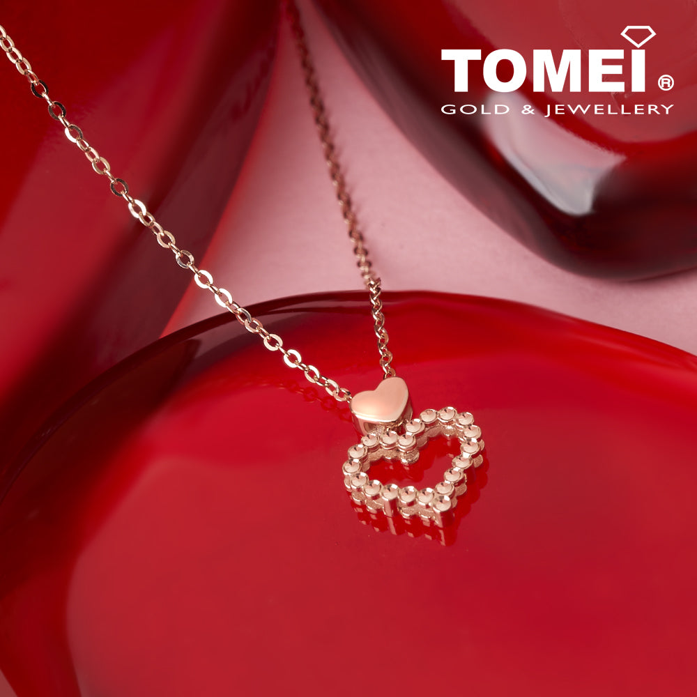 TOMEI Rouge Collection Dual Heart Necklace I Rose Gold 750 (18K)