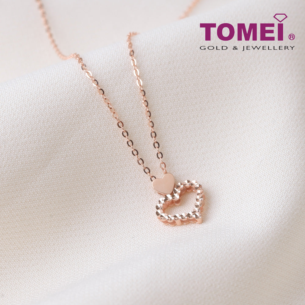 TOMEI Rouge Collection Dual Heart Necklace I Rose Gold 750 (18K)