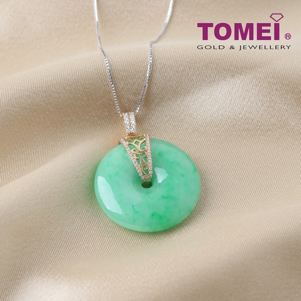 TOMEI The Soothing and Cool Jade Pendant, White/Yellow Gold 750
