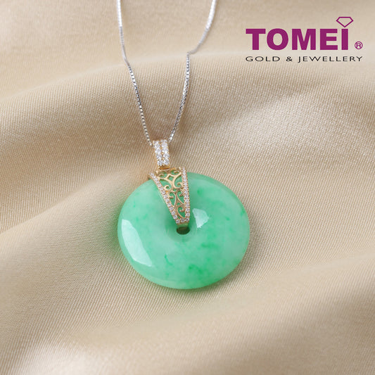 TOMEI The Soothing and Cool Jade Pendant, White/Yellow Gold 750