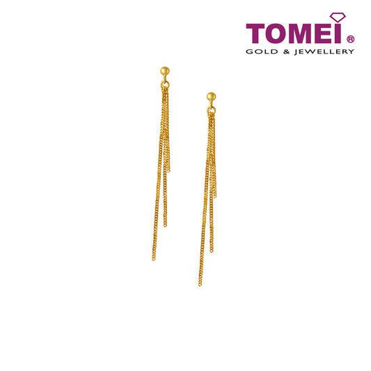 TOMEI Tri-Golden Strands Drop Earrings, Yellow Gold 916