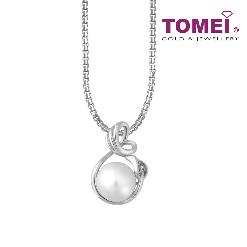 TOMEI Pearl Diamond Pendant Set, White Gold 375+585 (P2896V)