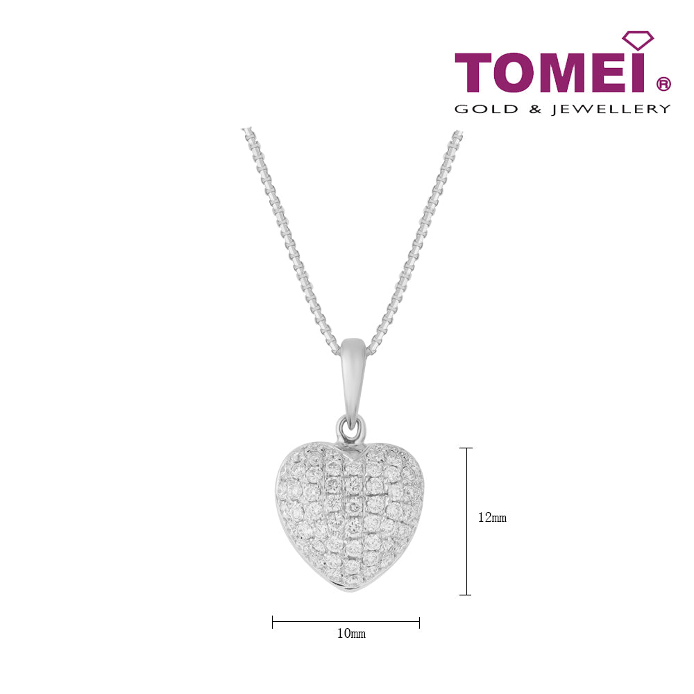 TOMEI Purely Heart Diamond Pendant, White Gold 750