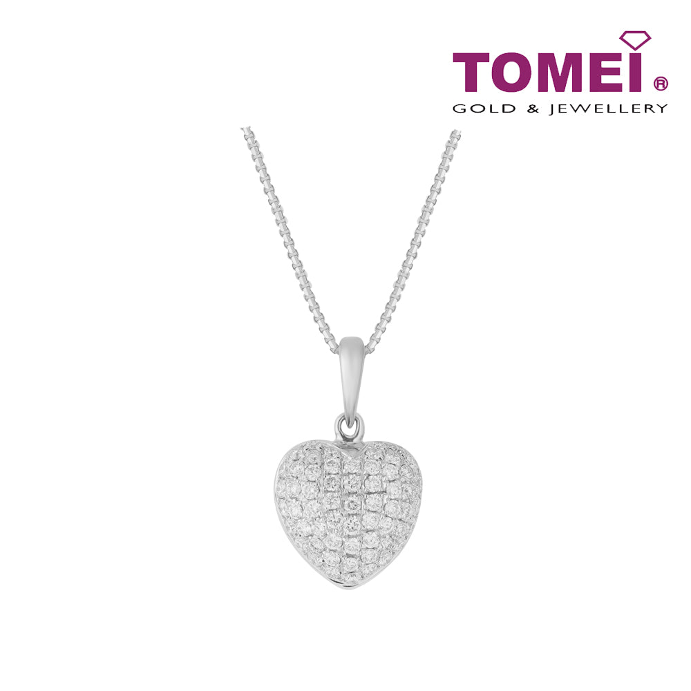 TOMEI Purely Heart Diamond Pendant, White Gold 750