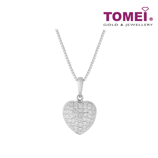 TOMEI Purely Heart Diamond Pendant, White Gold 750