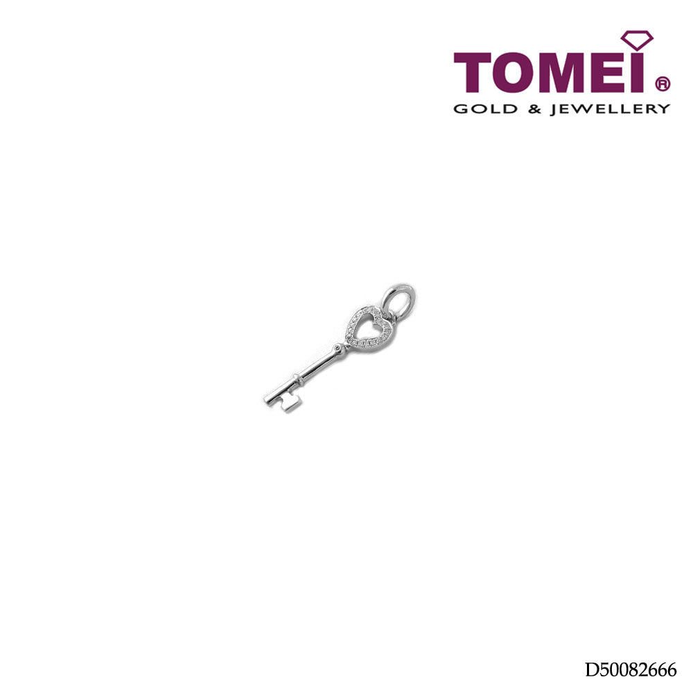TOMEI Key of Love Diamond Pendant Set, White Gold 585 (P4134)