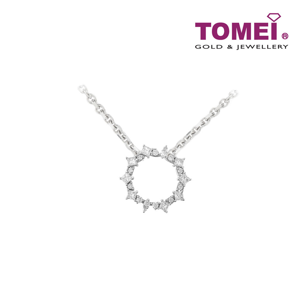 TOMEI Luminously Sparkling Rays Diamond Pendant, White Gold 750 (P6168)