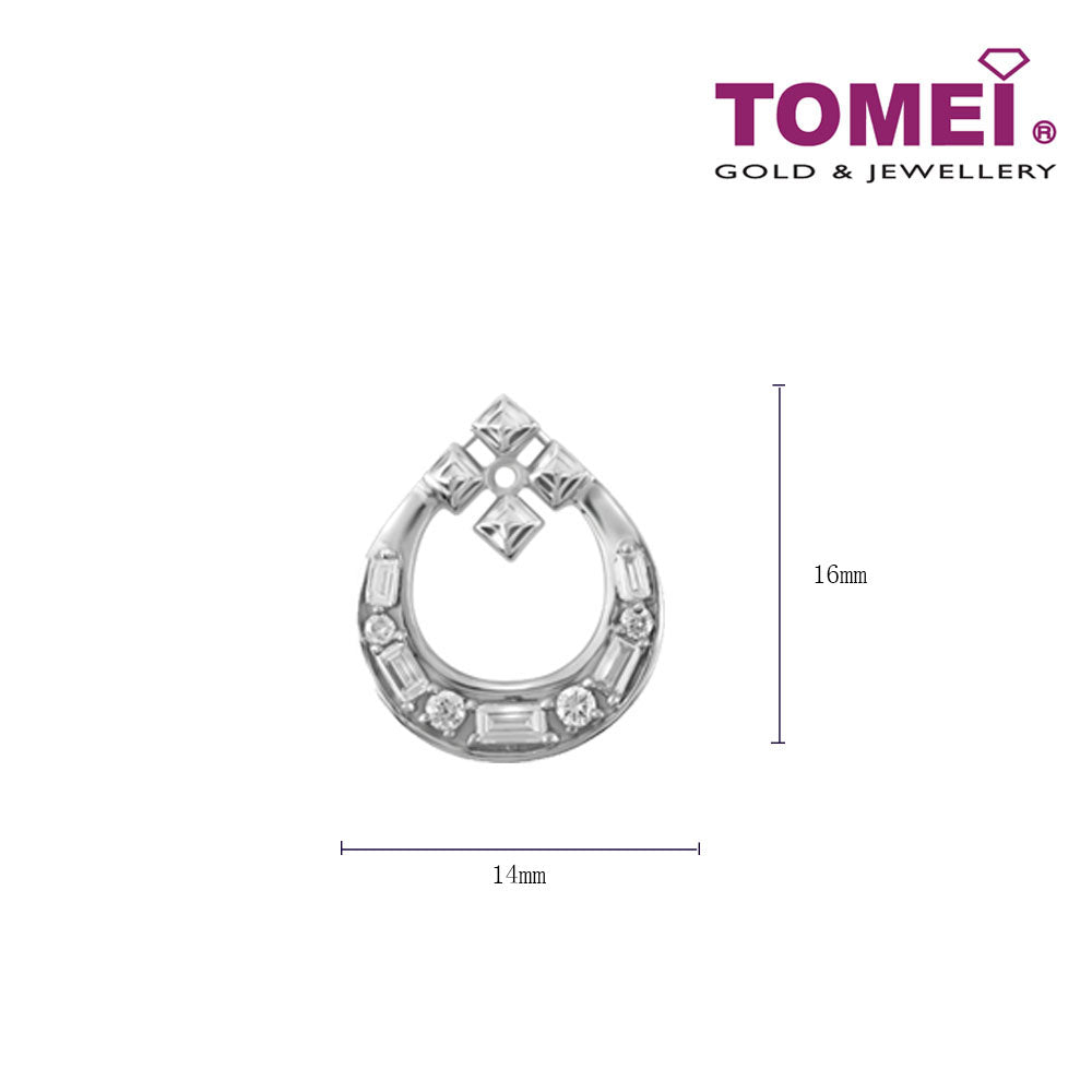 TOMEI Glittery Droplet Diamond Pendant Set, White Gold 585 (P6214)