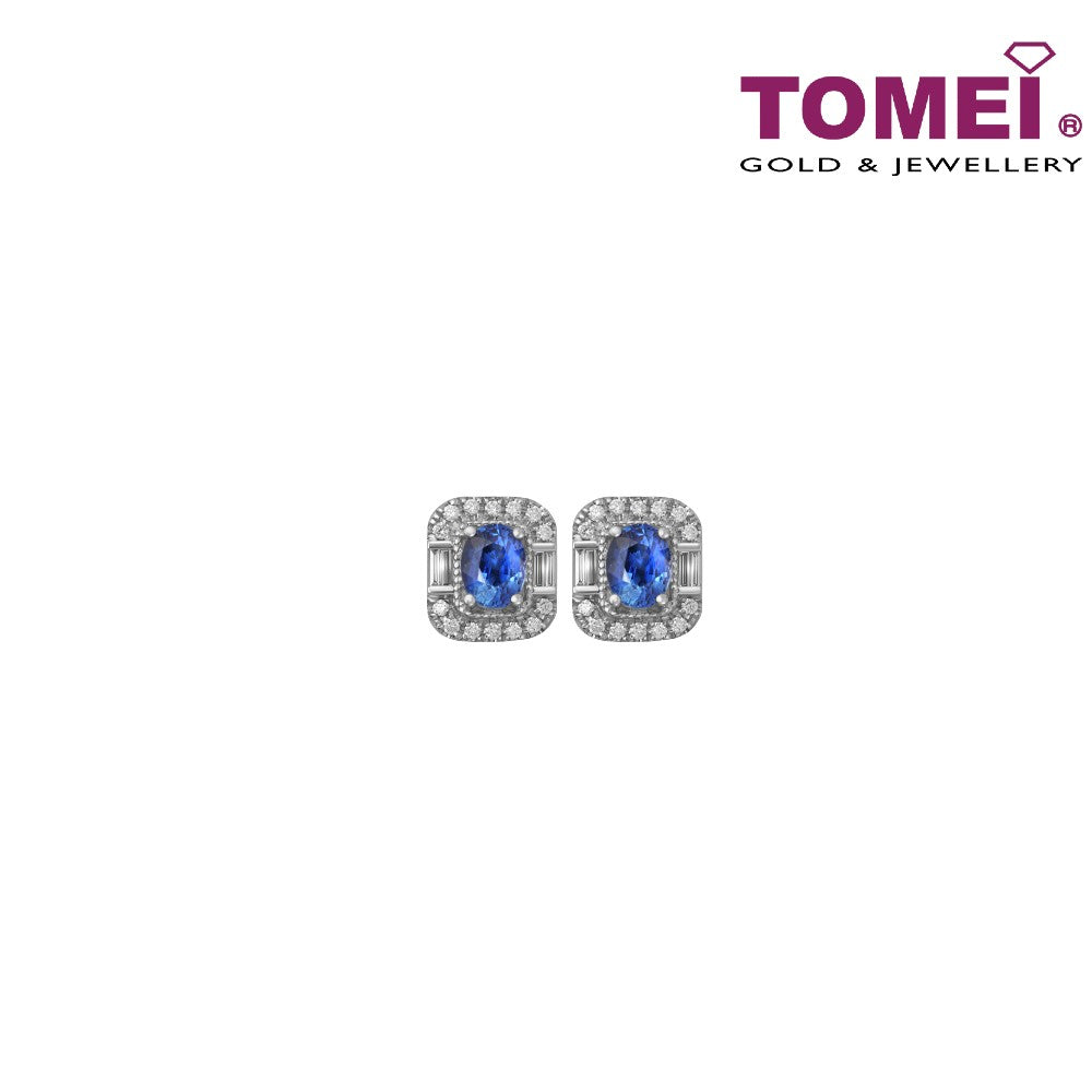 TOMEI Majestic Blue Earrings, Sapphire Diamond White Gold 750 (E2156)