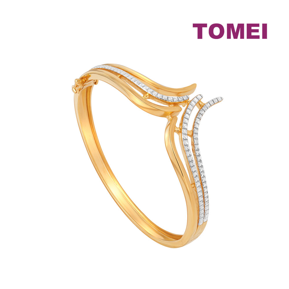 TOMEI Diamond Cut Collection Vogue Style Bangle, Yellow Gold 916