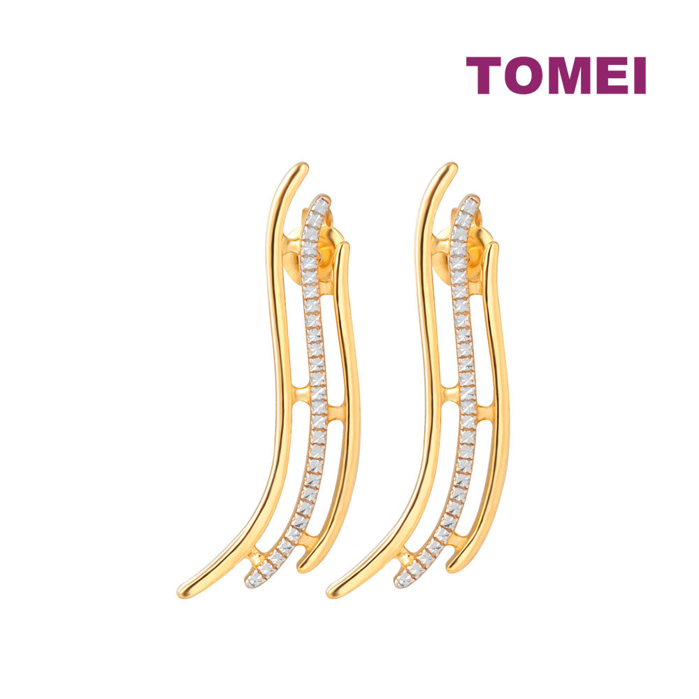 TOMEI Diamond Cut Collection Vogue Style Earrings, Yellow Gold 916