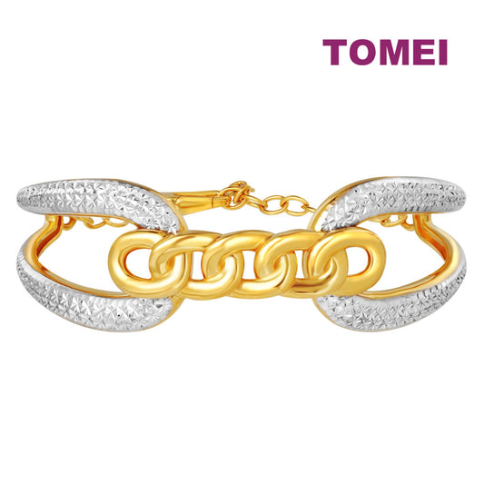 TOMEI Dual-Tone Knotted Bangle, Yellow Gold 916