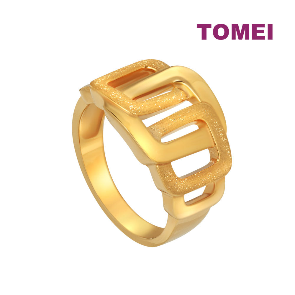 TOMEI Geometric Ring, Yellow Gold 916