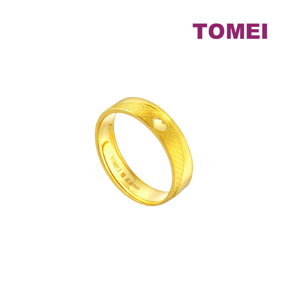 TOMEI X XIFU Heart To Heart Couple Ring For Him, Yellow Gold 999