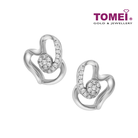 TOMEI Earrings in Petalled Glac?? of Dazzling Sparks, Diamond White Gold 375 (E1724)
