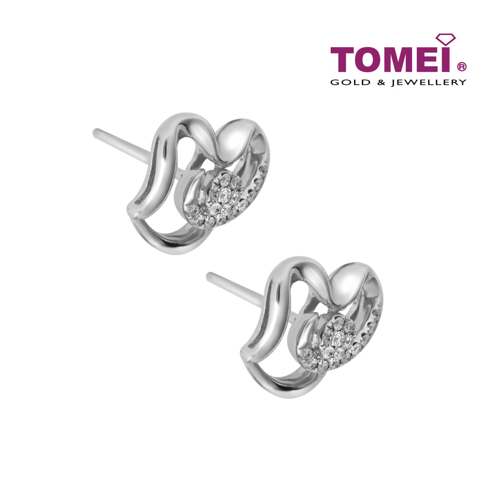 TOMEI Earrings in Petalled Glac?? of Dazzling Sparks, Diamond White Gold 375 (E1724)