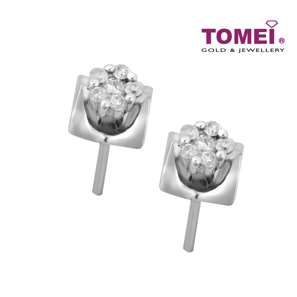 TOMEI Earrings in Quadrated Sensations, Diamond White Gold 585
