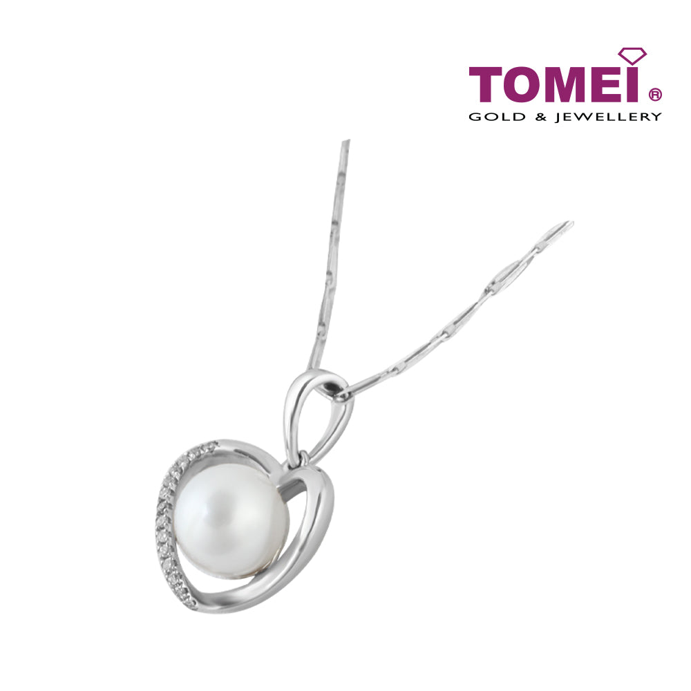 TOMEI Glamorously Verve Heart Pendant Set, Pearl White Gold 585 (P4523)