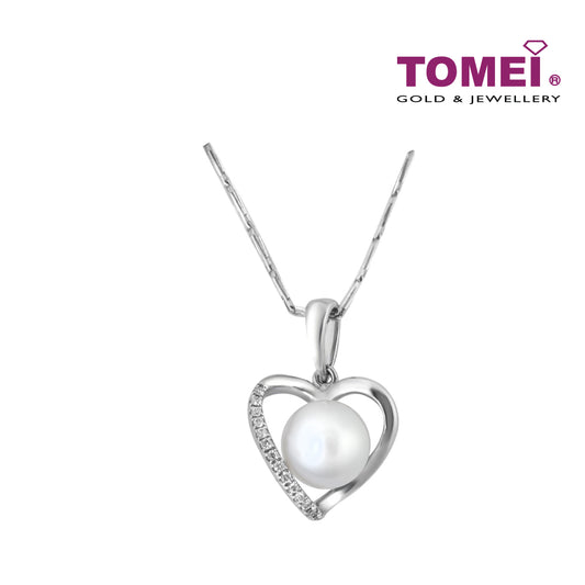 TOMEI Glamorously Verve Heart Pendant Set, Pearl White Gold 585 (P4523)