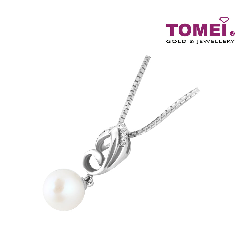TOMEI Subtly Sensationally Stylish Pendant Set, Pearl White Gold 585 (P4010)