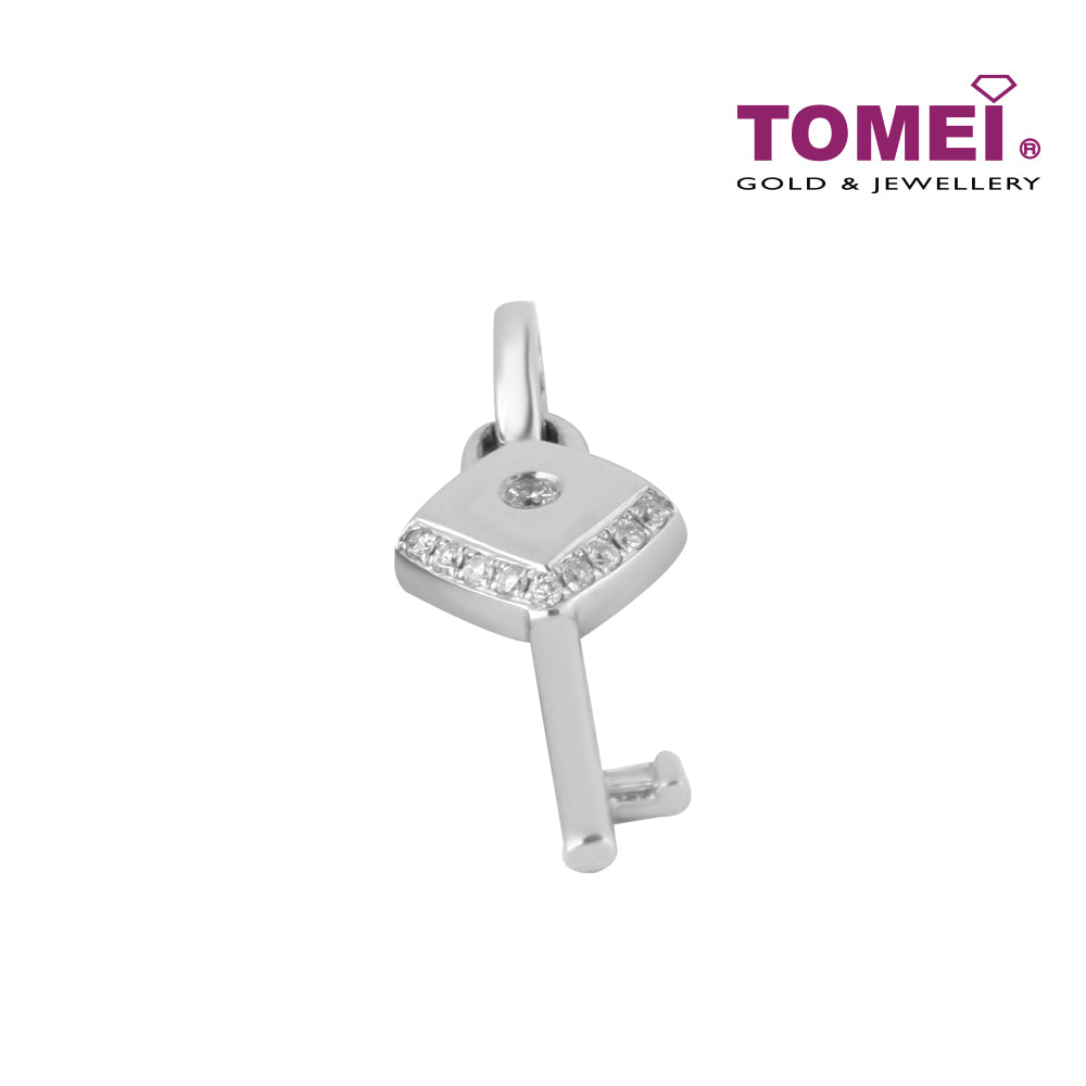 TOMEI Diamond Pendant of Key with Sparks of Passion, White Gold 750