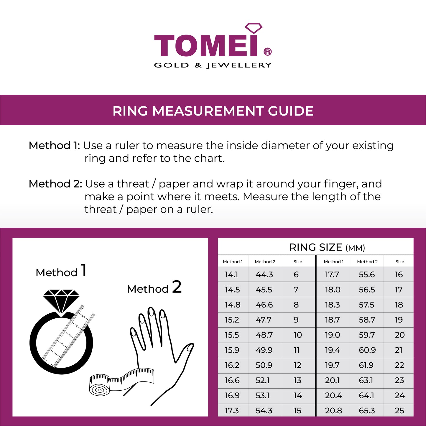 TOMEI Perfect Match Couple Rings, Yellow Gold 916 (XD-YG0686R/0687R-1C)
