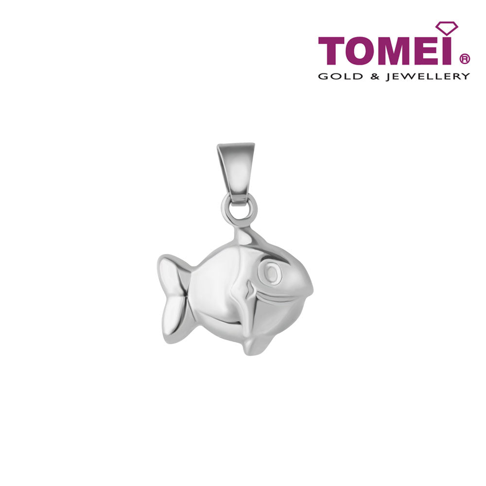 TOMEI Jolly and Zippy Fish Pendant, White Gold 750