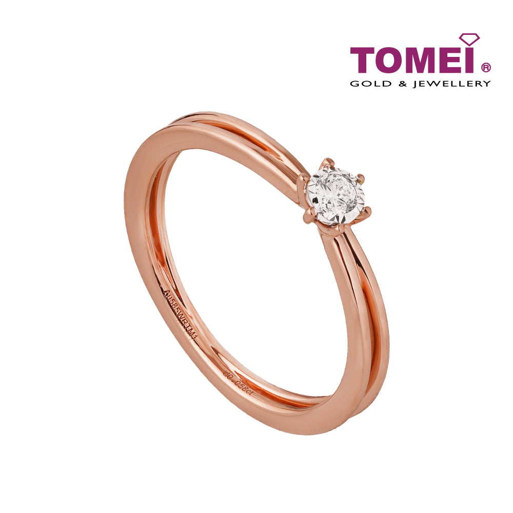 TOMEI Solitaire Diamond Ring, Rose Gold 585 (14K) (R4936WR)