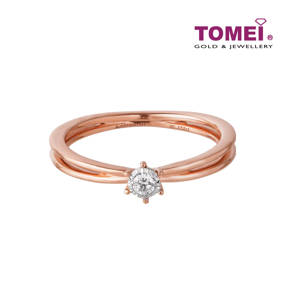TOMEI Solitaire Diamond Ring, Rose Gold 585 (14K) (R4936WR)