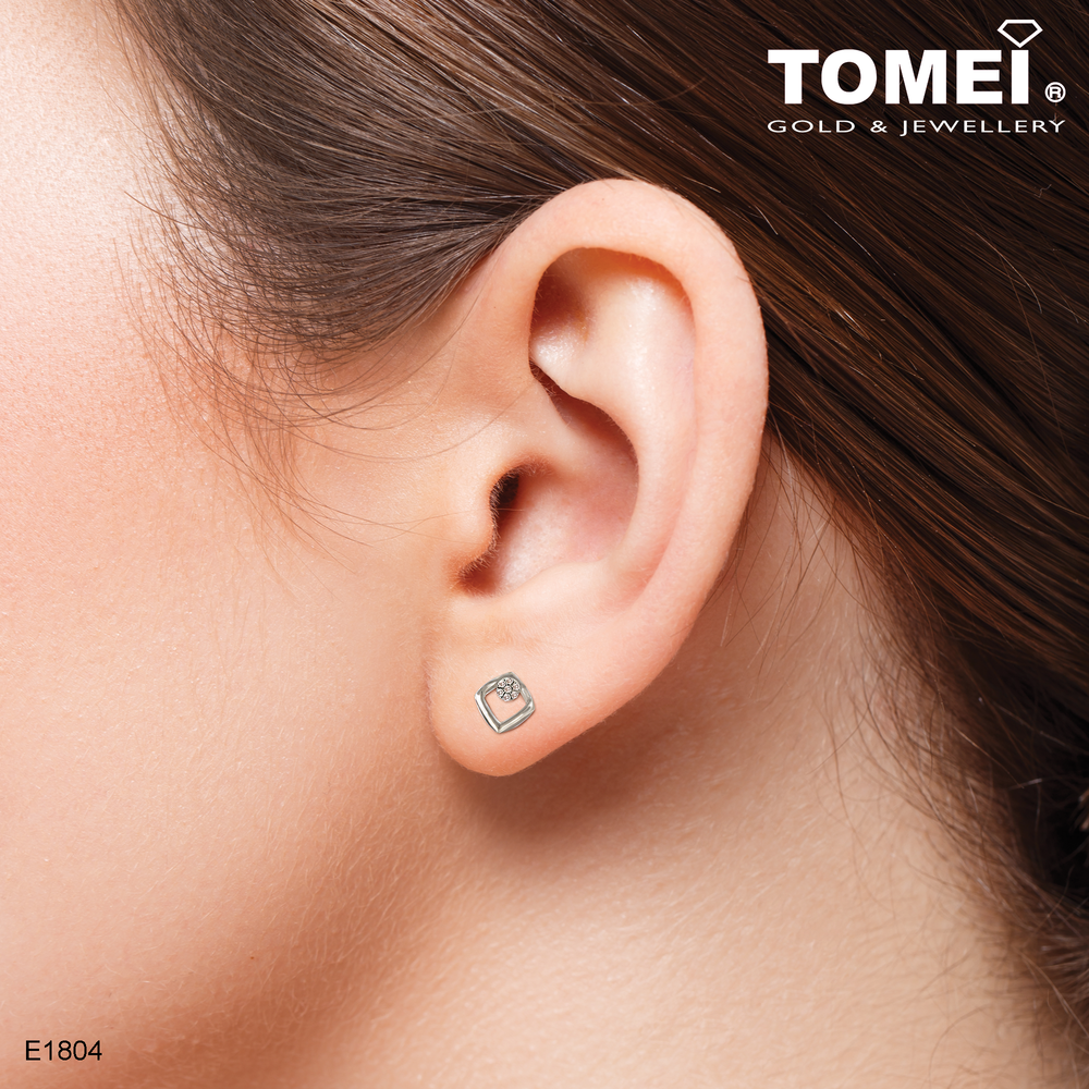 Feel My Love Earrings | Tomei White Gold 375 (9K) (E1804)